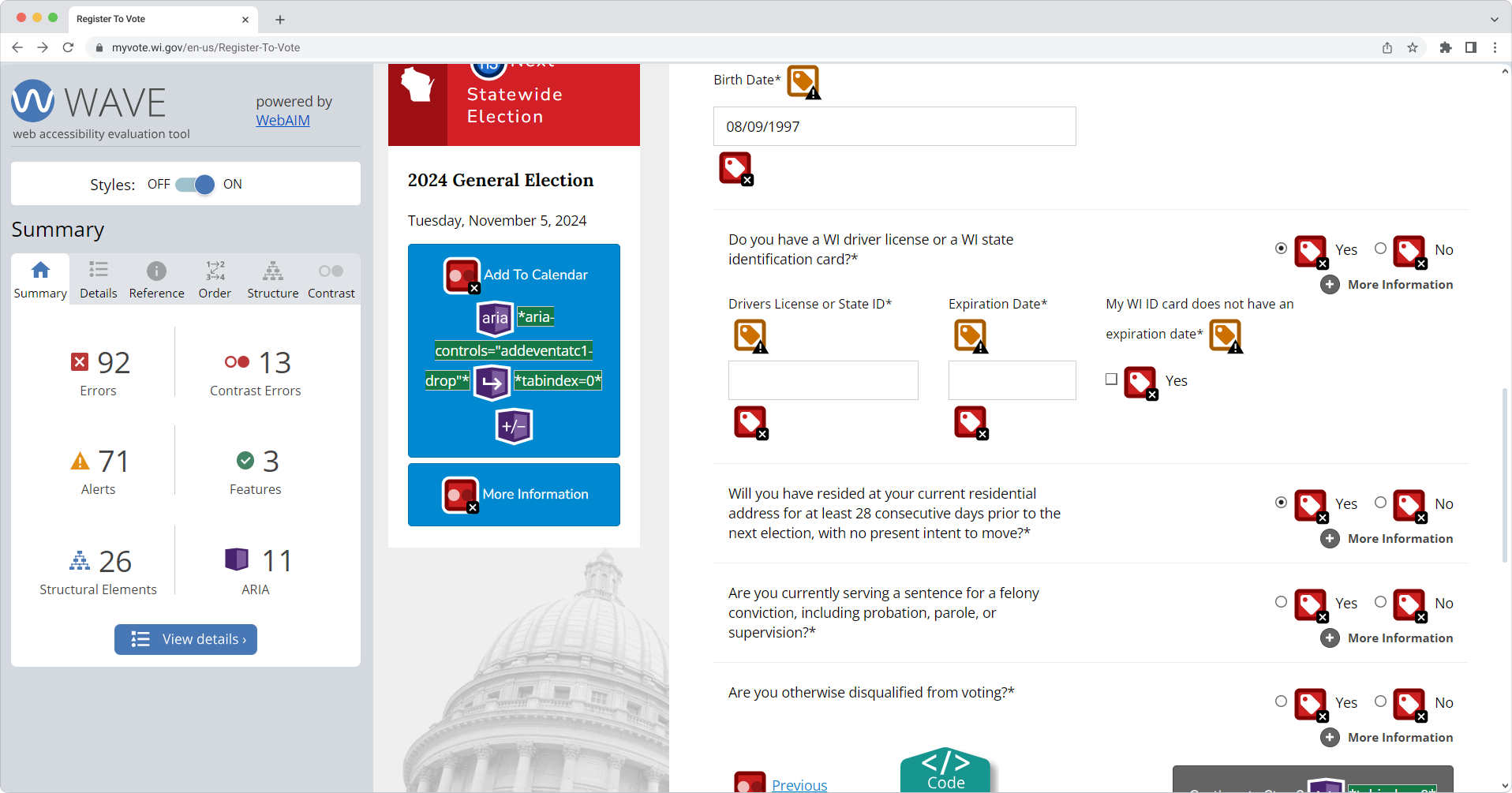 The State of Web Accessibility for U.S. Voters with Disabilities: Barriers to Online Voter Registration in 2024